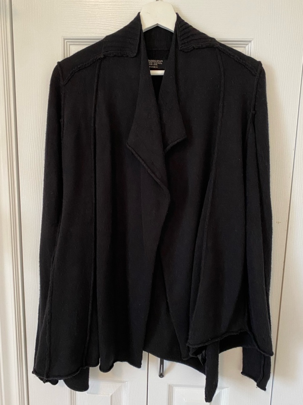 Allsaints Elva Open Front Cardigan in Black, Size 4